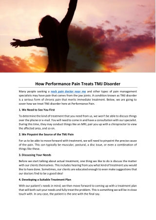 How Performance Pain Treats TMJ Disorder