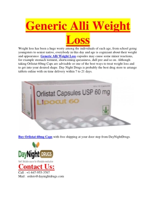 Generic Alli Weight Loss