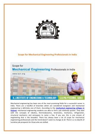 Opportunities for Mechanical Engineering Professionals