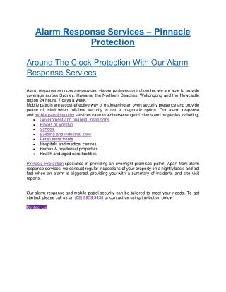 Alarm Response Services & Mobile Patrol Security