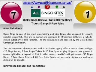 Dinky Bingo Review - Get £70 Free Bingo Tickets &amp; 5 Free Spins
