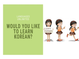 Would You Like to Learn Korean?