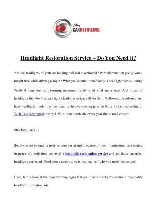 Headlight Restoration Service – Do You Need It?