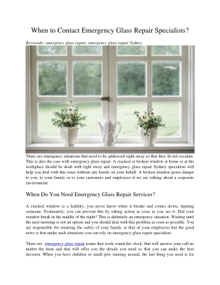 When to Contact Emergency Glass Repair Specialists?