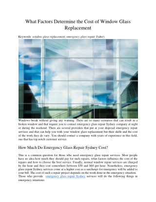 What Factors Determine the Cost of Window Glass Replacement