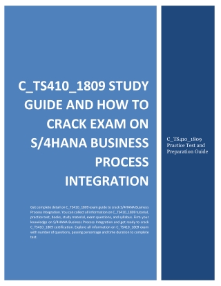 How to Prepare for C_TS410_1809 exam on S/4HANA Business Process Integration