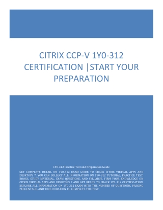 Citrix CCP-V 1Y0-312 Certification | Start Your Preparation