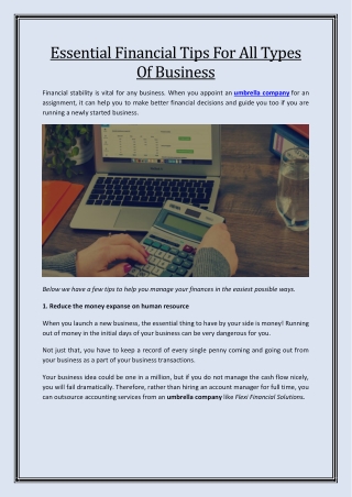Essential Financial Tips For All Types Of Business