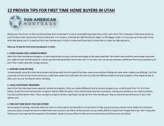 12 PROVEN TIPS FOR FIRST TIME HOME BUYERS IN UTAH