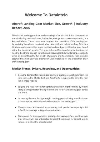 Aircraft Landing Gear Market Size, Growth | Industry Report, 2026