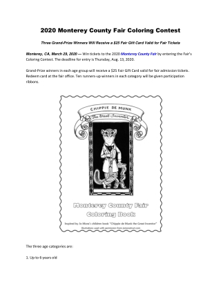 2020 Monterey County Fair Coloring Contest