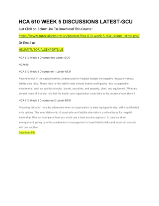 HCA 610 WEEK 5 DISCUSSIONS LATEST-GCU