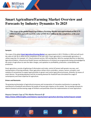 Smart Agriculture/Farming Market Overview and Forecasts by Industry Dynamics To 2025