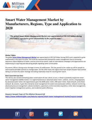 Smart Water Management Market by Manufacturers, Regions, Type and Application to 2020