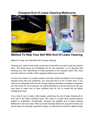 Cheapest End of Lease Cleaning Melbourne