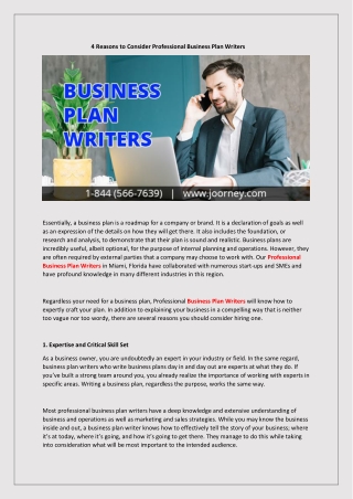 4 reasons to consider professional business plan writers