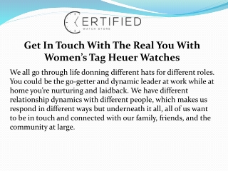 Get In Touch With The Real You With Women’s Tag Heuer Watches