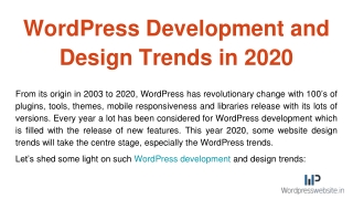 Check latest WordPress Development & Design Trends in 2020
