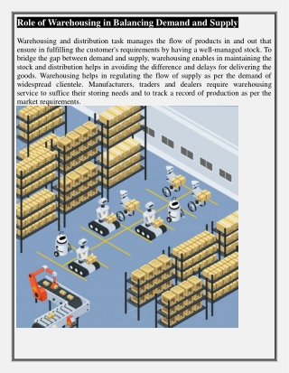 Role of Warehousing in Balancing Demand and Supply