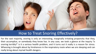 How to Treat Snoring Effectively?
