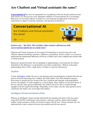 Are chatbots and virtual assistants the same?