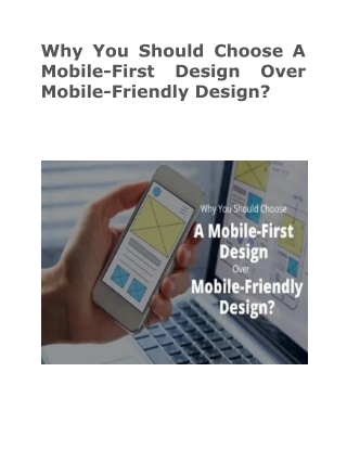 Why You Should Choose A Mobile-First Design Over Mobile-Friendly Design?