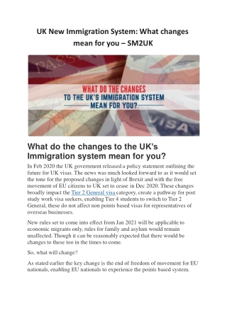 UK New Immigration System: What changes mean for you – SM2UK
