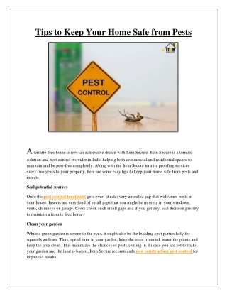 Tips to Keep Your Home Safe from Pests