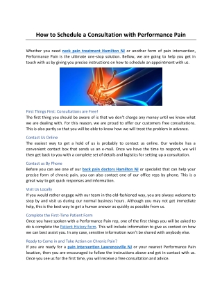 How to Schedule a Consultation with Performance Pain