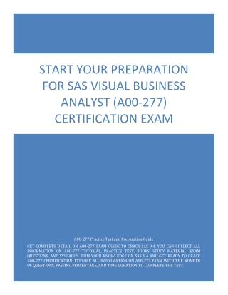 Start Your Preparation for SAS Visual Business Analyst (A00-277) Certification Exam