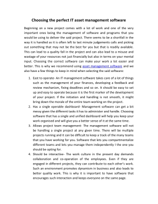 Choosing the perfect IT asset management software