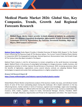 Medical Plastic Market Analysis, Key Growth Drivers, Challenges, Leading Key Players Review, Demand