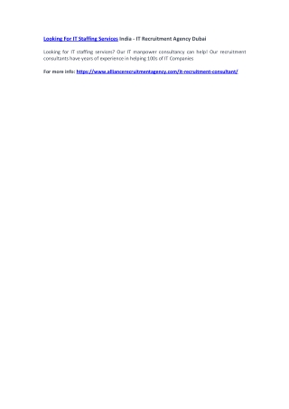 Looking For IT Staffing Services India - IT Recruitment Agency Dubai