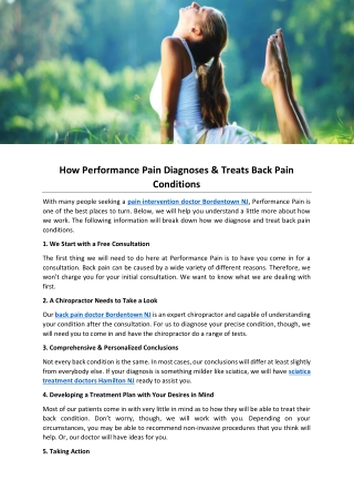 How Performance Pain Diagnoses & Treats Back Pain Conditions