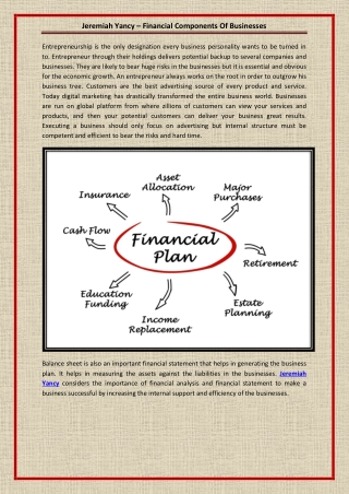 Jeremiah Yancy – Financial Components Of Businesses