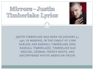 Mirrors - Justin Timberlake Lyrics