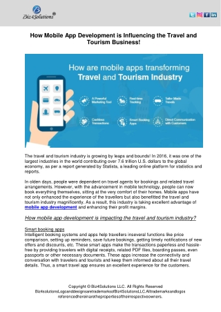 How Mobile App Development is Influencing the Travel and Tourism Business!