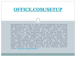 WWW.OFFICE.COM/SETUP - ENTER PRODUCT KEY