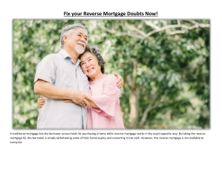Fix your Reverse Mortgage Doubts Now!