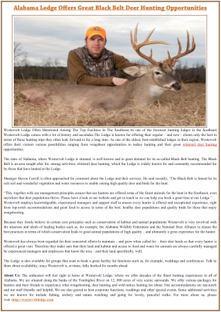 Alabama Lodge Offers Great Black Belt Deer Hunting Opportunities