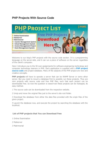 PHP Projects Free Download
