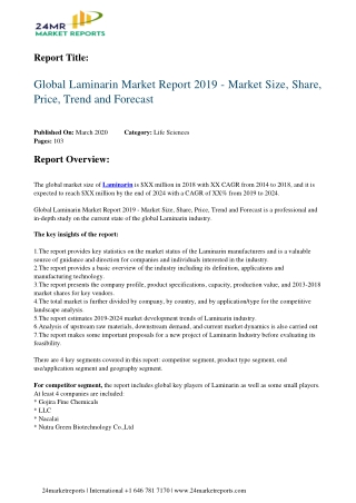 Laminarin Market Report 2019