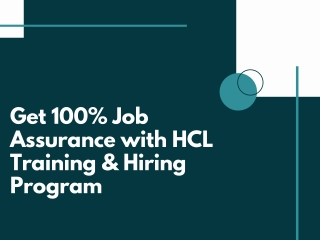 Get 100% Job Assurance with HCL Training & Hiring Program