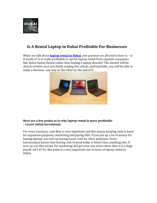 Is A Rental Laptop in Dubai Profitable For Businesses?