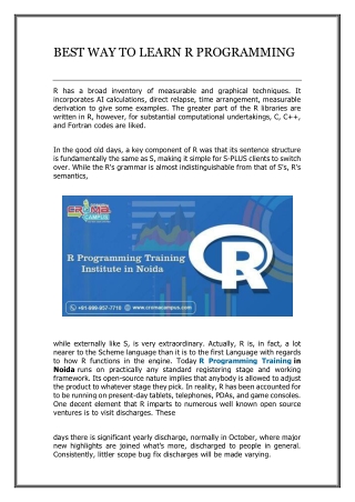 Best way to learn r programming