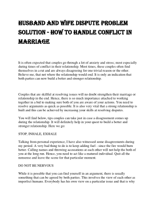 Husband And Wife Dispute Problem Solution - How to Handle Conflict in Marriage