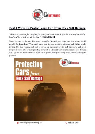 Best 4 Ways To Protect Your Car From Rock Salt Damage