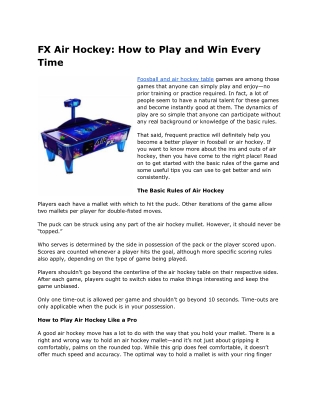 FX Air Hockey: How to Play and Win Every Time