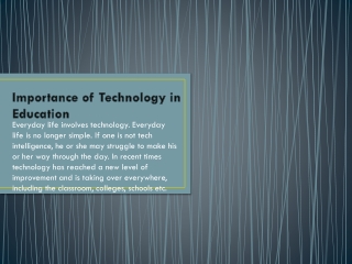 Importance of Technology in Education