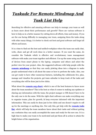 Taskade For Remote Mindmap And Task List Help